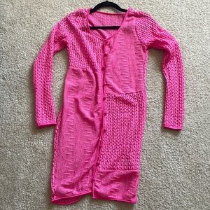Small pink crochet swimsuit cover up dress